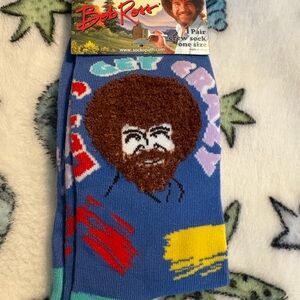 Bob Ross unisex Artistic Crew Socks - Blue and Multicolor